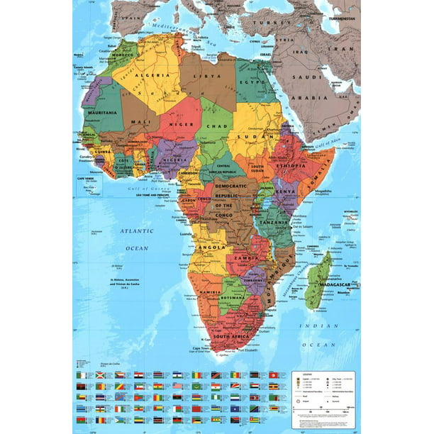 LAMINATED LARGE MAP OF AFRICA POSTER 61X91CM EDUCATIONAL WALL CHART PICTURE 